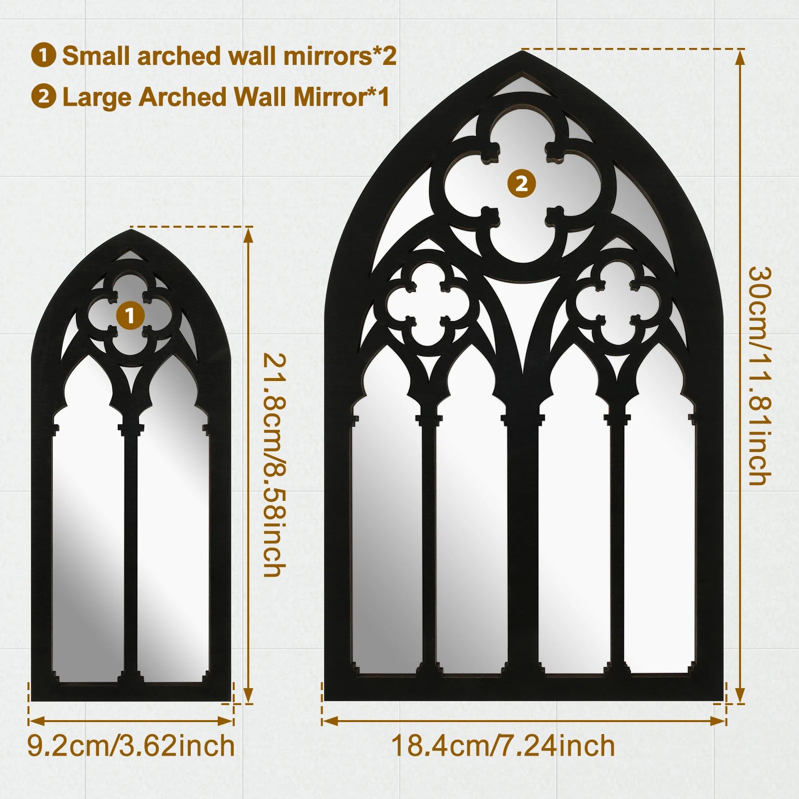 Acrylic Gothic Cathedral Window Mirrors