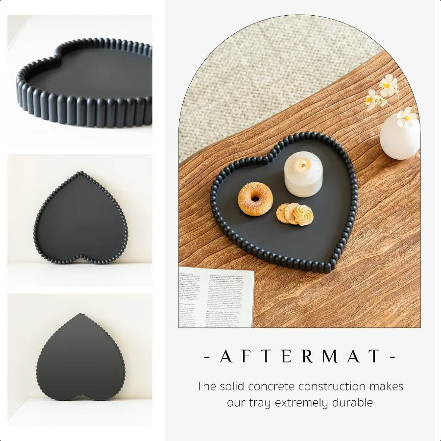 Heart Shaped Tray Concrete Black