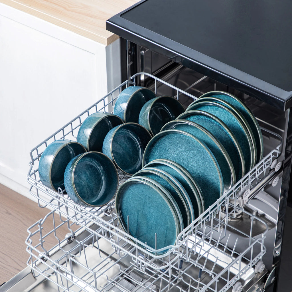 Blue Ceramic Plate Set Reactive Glaze