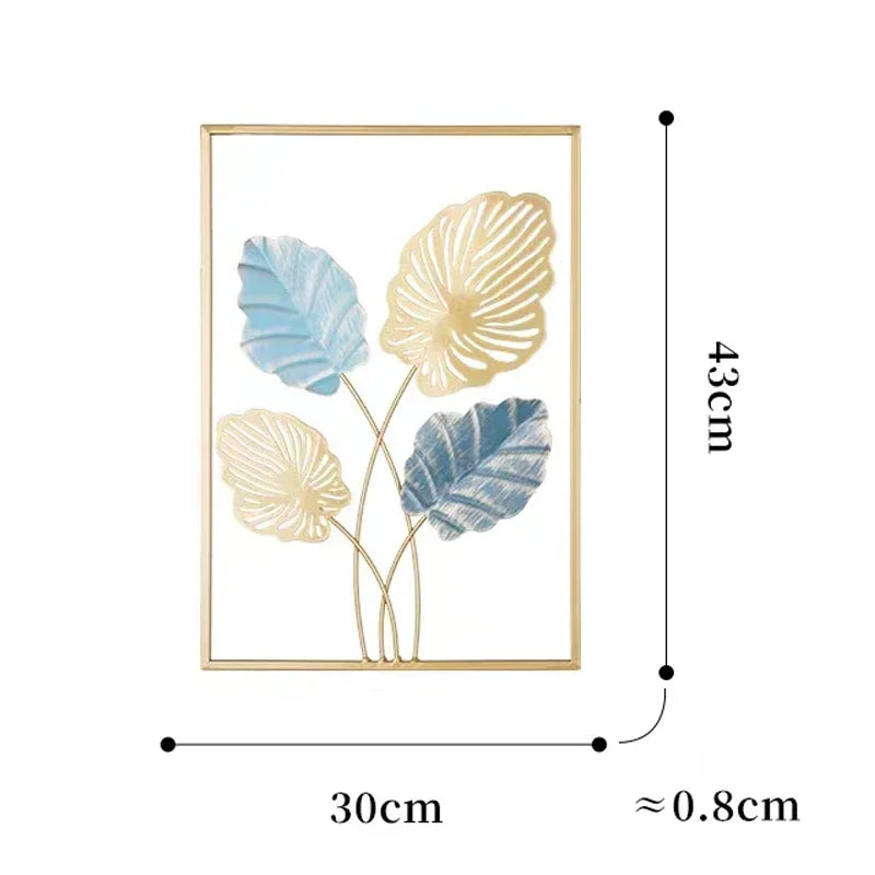 Nordic Retro Metallic Ginkgo Leaf Art Home