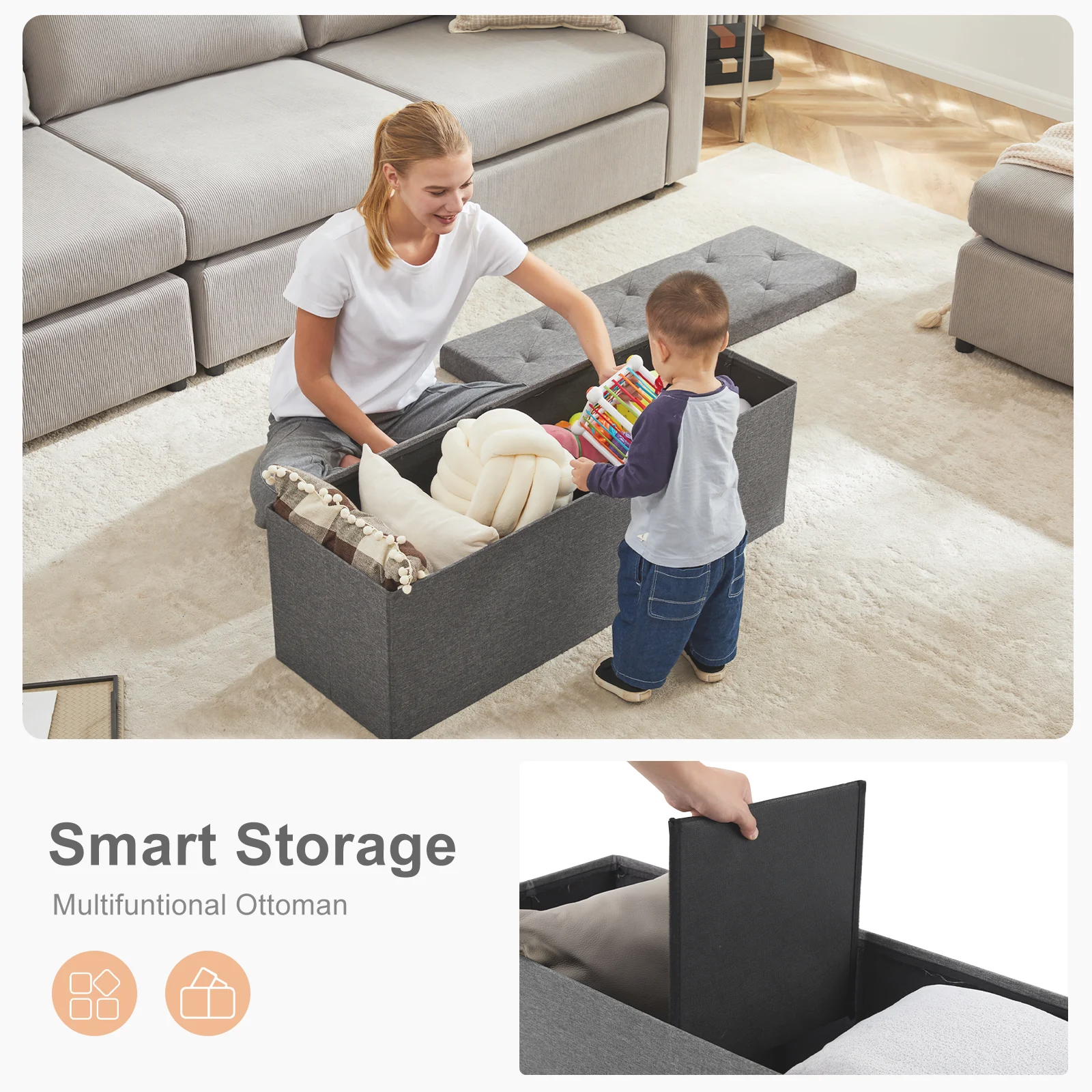 Hidden Storage Footstool Toy Box