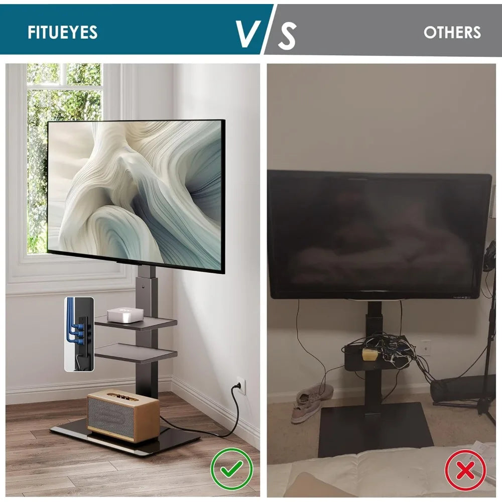Universal Tall TV Floor Stand with Power Outlet