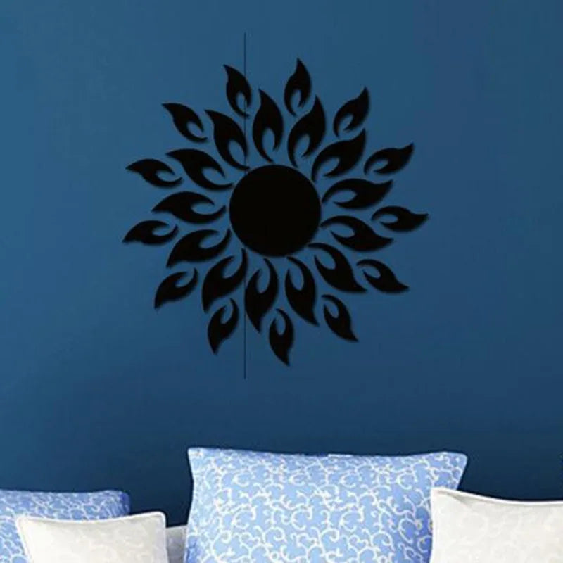 Mirror Sun Flower Art Removable Wall Sticker