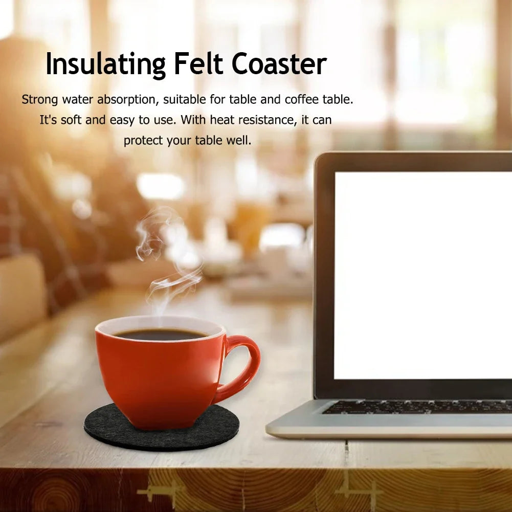 11pcs Round Felt Coasters Heat Resistant