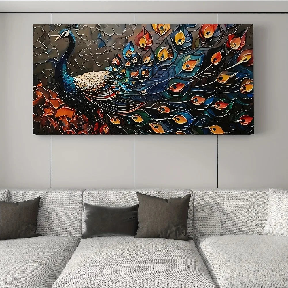 Vibrant peacock chunky wood frame