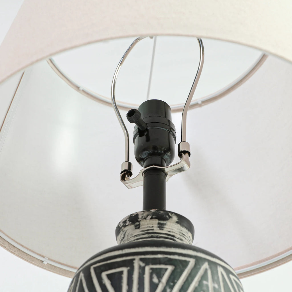 Carved Geometric Ceramic Table Lamps