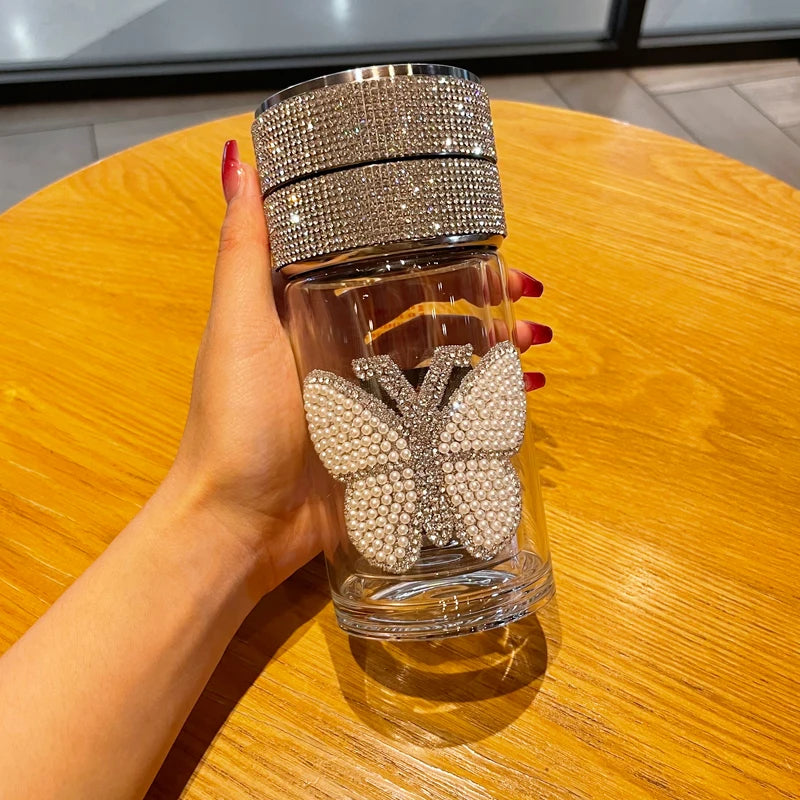 Double Wall Glass Water Bottle Temperature Display