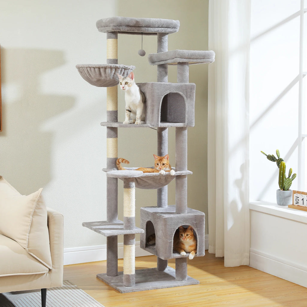 Tall Plush Cat Tower Multi-Level