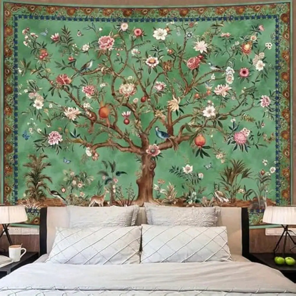 Life Tree Tapestry Vintage Botanical Wall Hanging