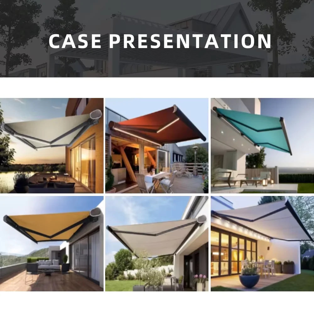 Electric Full Box Awning Aluminum Frame LED