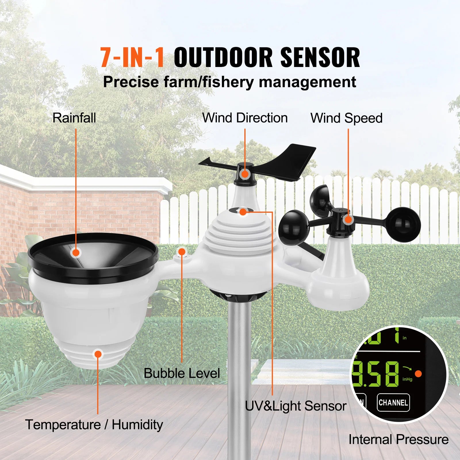 Wireless Weather Station 7.5in Large Color Display