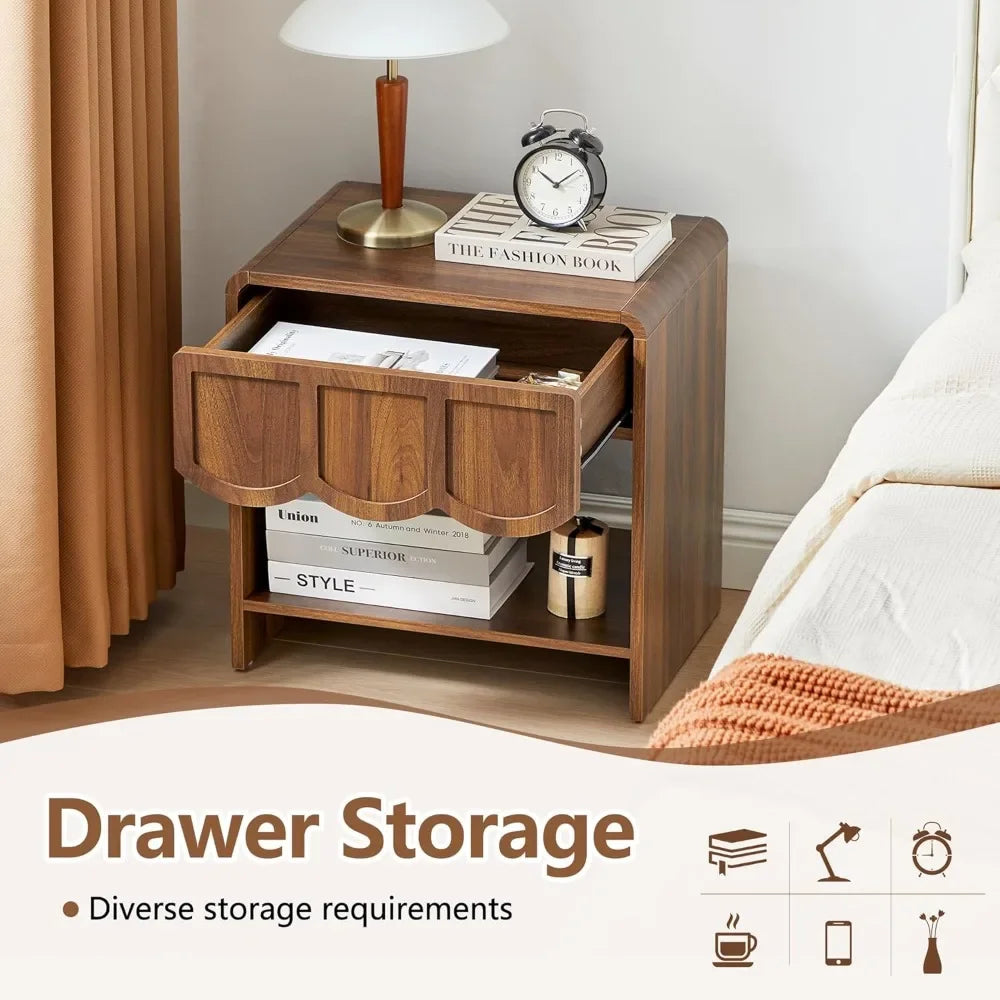 Mid Century Modern Farmhouse Wood Nightstand