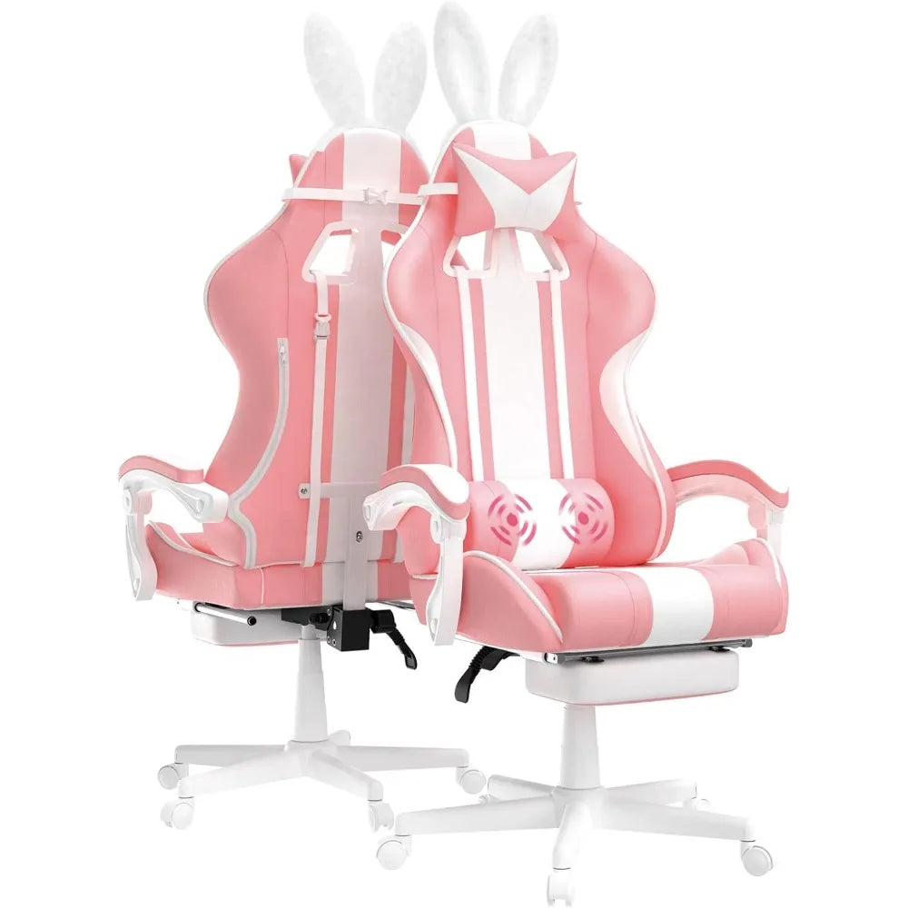 Ergonomic Cute Gamer Chair Footrest Massage