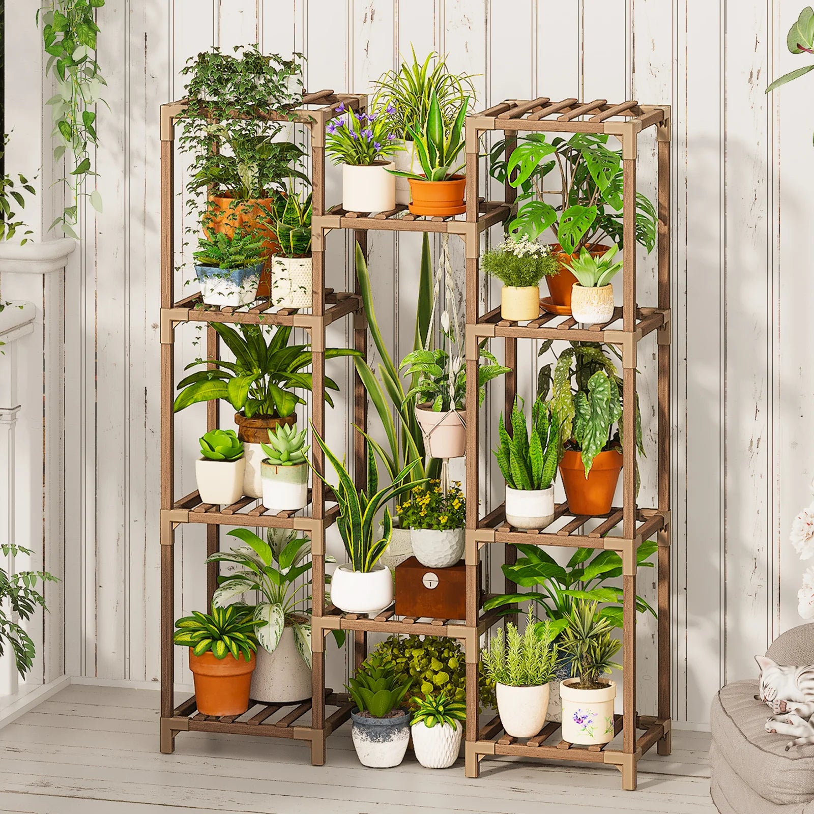 Tall Wood Plant Stand Indoor Outdoor