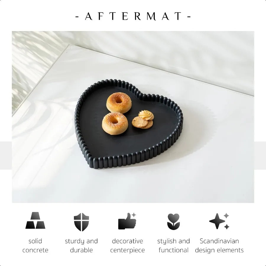 Heart Shaped Tray Concrete Black