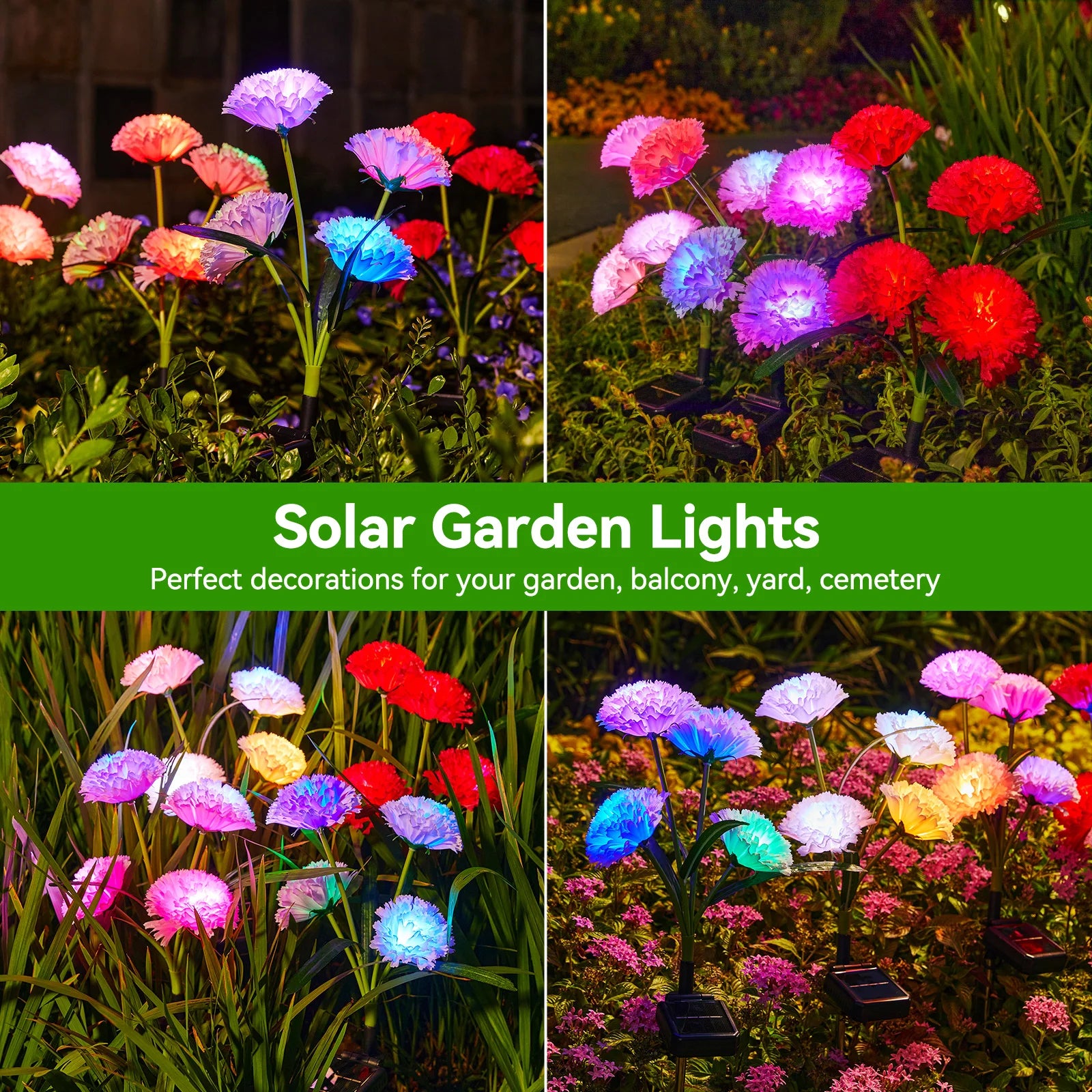 4Pack Solar Flower Lights Larger More Realistic