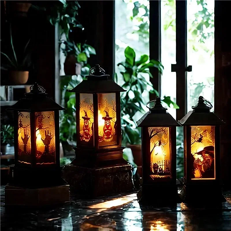 Witch Castle Ghost Pumpkin Dangling Candle Lights