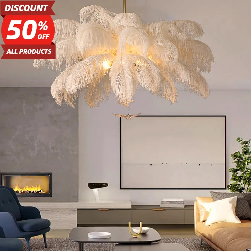 Ostrich Feather Led Lighting Chandelier
