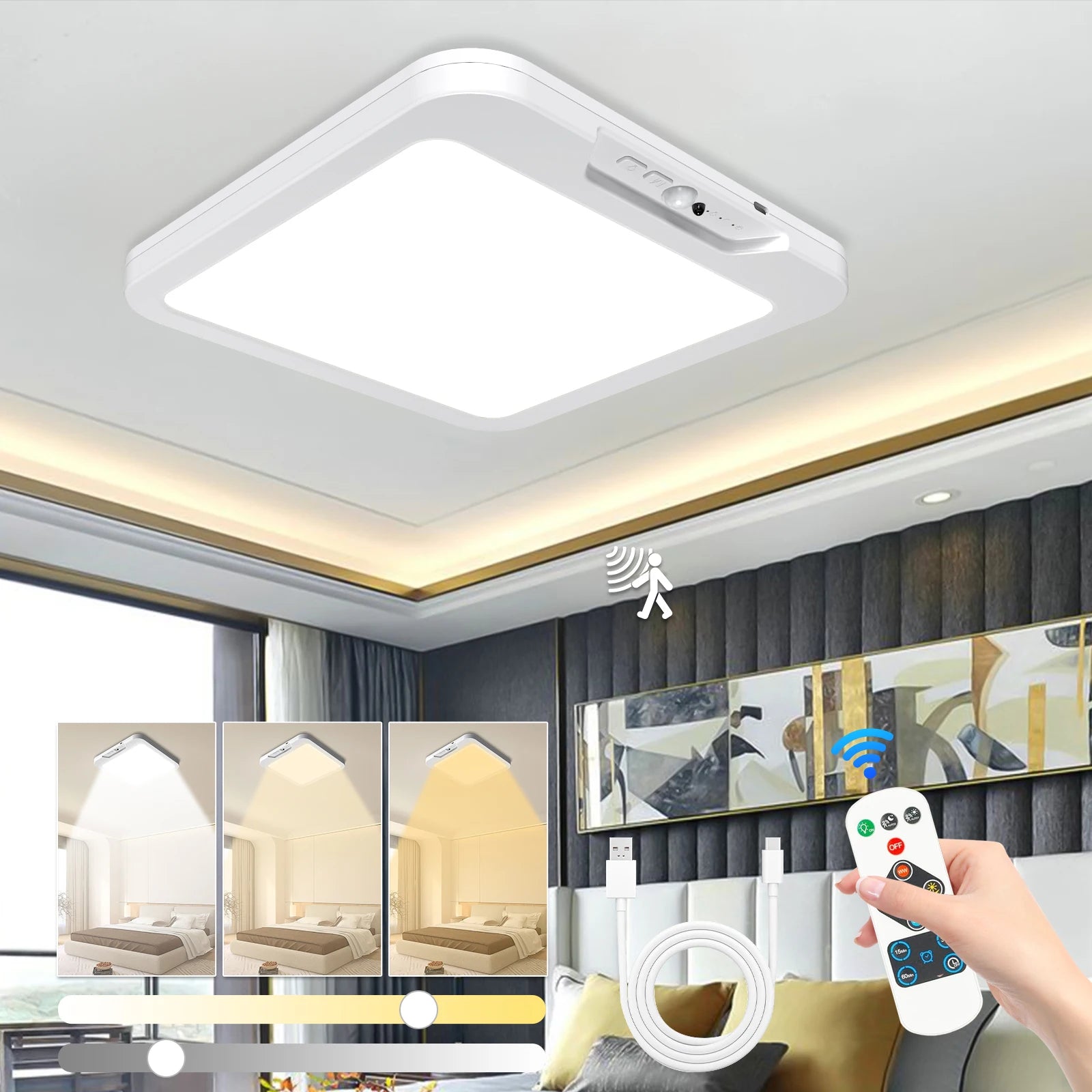 Modern Motion Sensor Ceiling Light Rechargeable Magnetic
