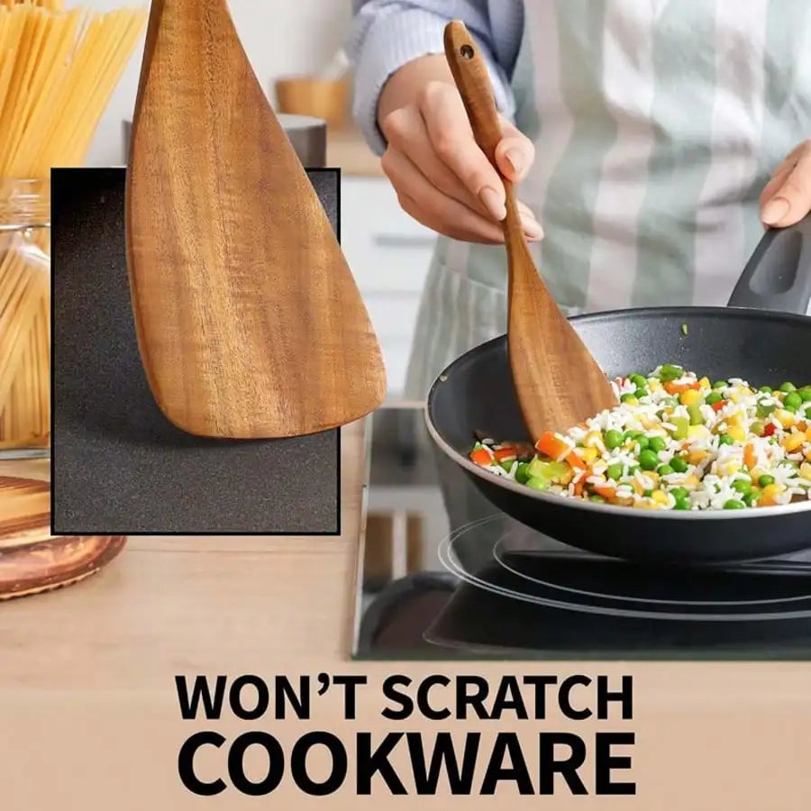 Wooden Pattern Cooking Spoon & Ladle