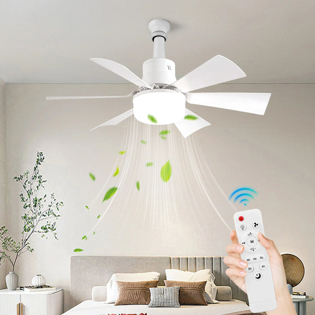 Screw in Ceiling Fan in Light Socket with Remote Ceiling Fan with Light 3 Speeds Dimmable for Bedroom Kitchen Living Room