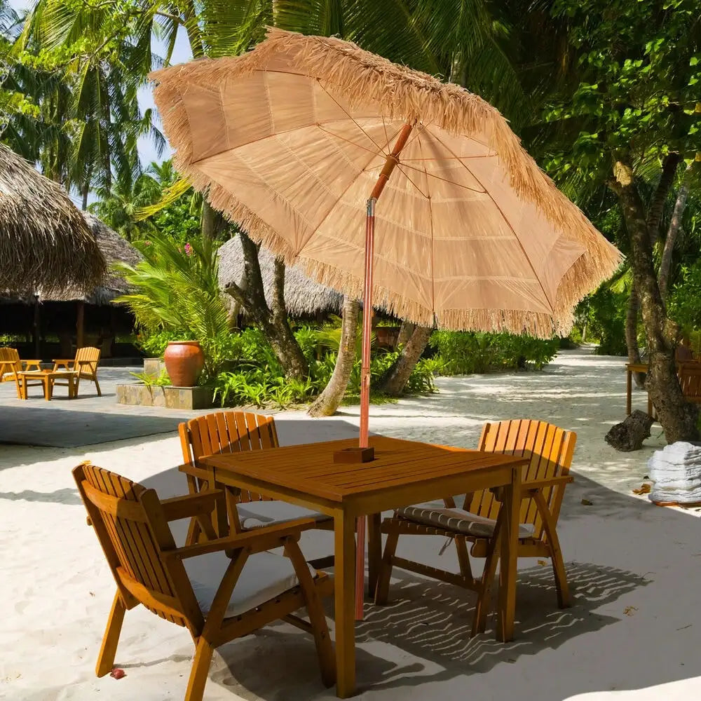 6.5 FT Thatched Umbrella Tilt Portable