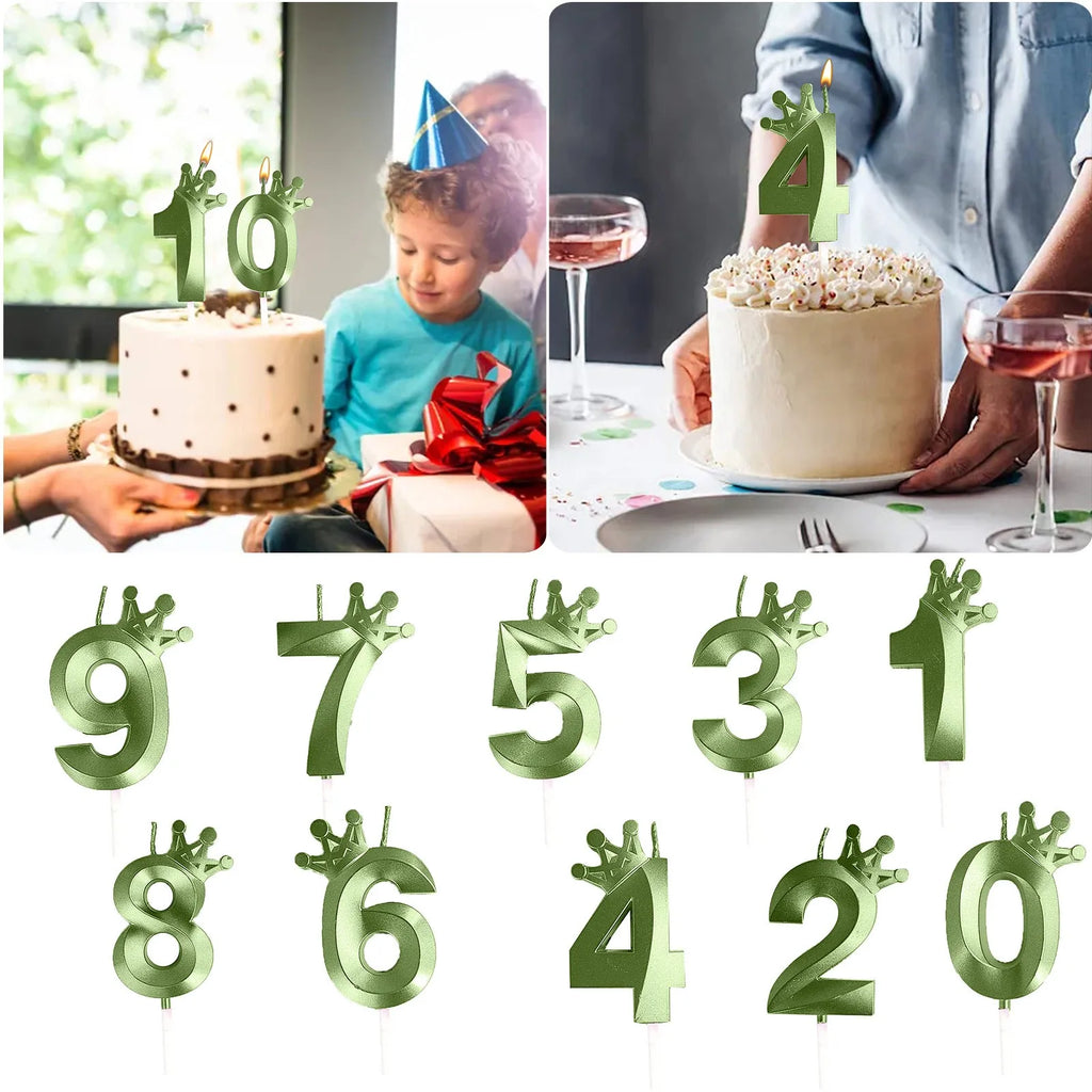 3d Green Number Crown Candles Birthdays Anniversaries