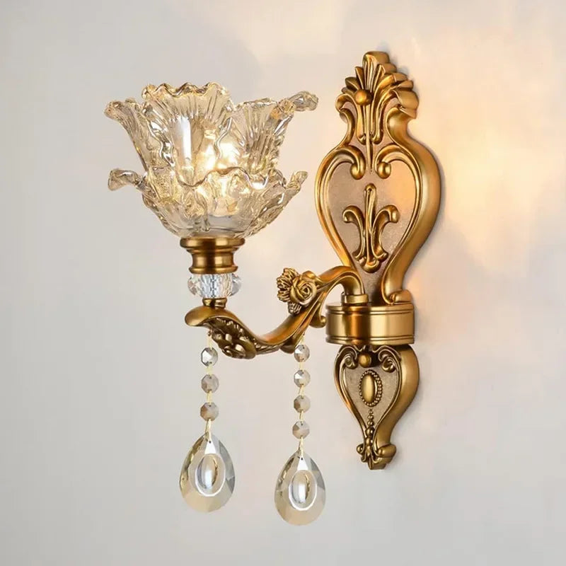 European Style Retro Crystal Glass Wall Lamp
