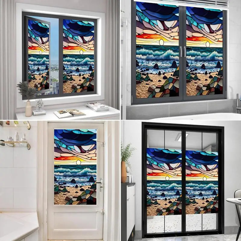 Colorful Static Cling Glass Window Privacy Film