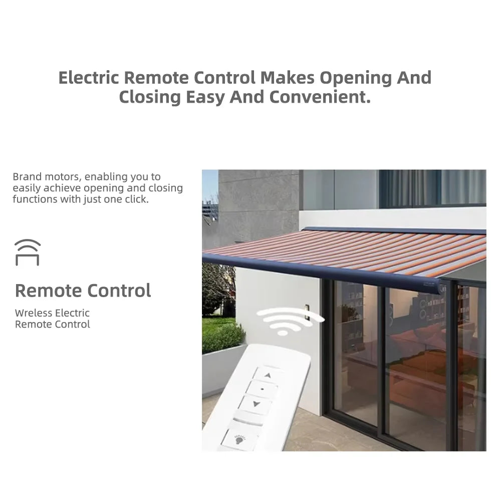 Electric Full Box Awning Aluminum Frame LED