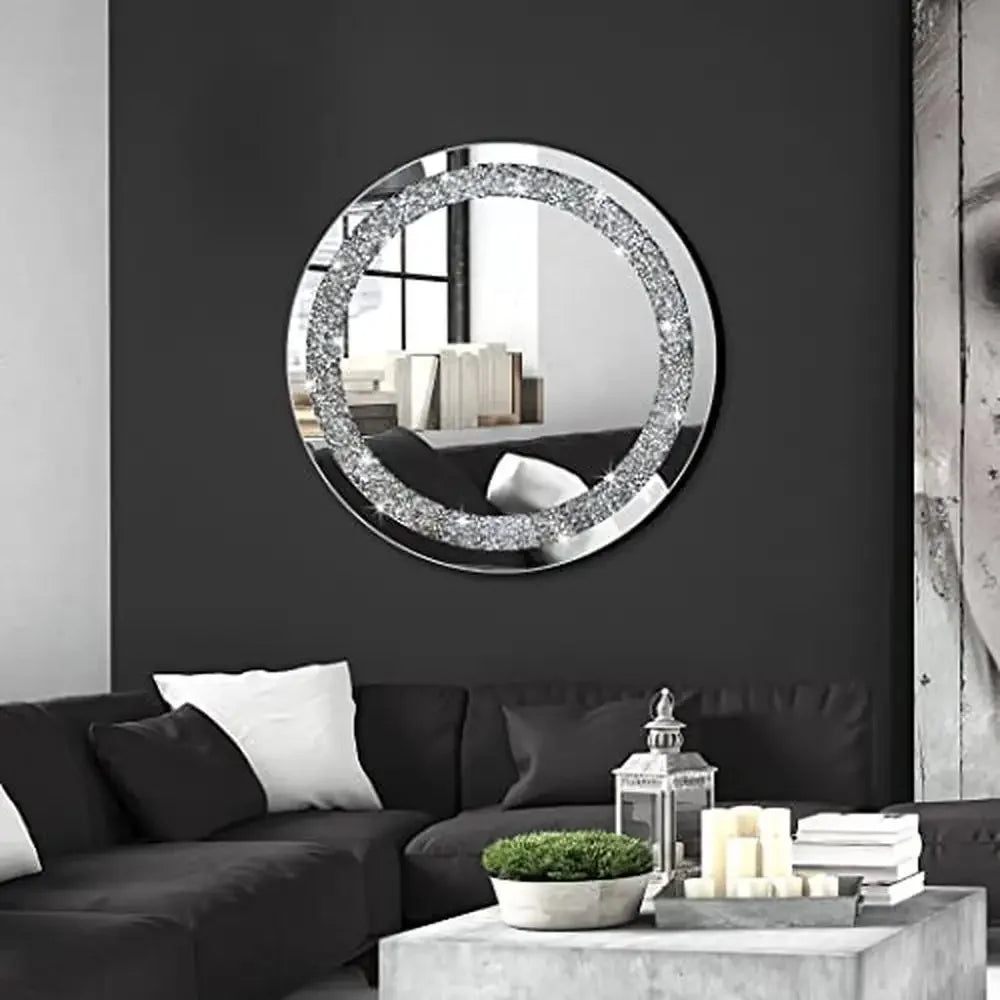 Luxury Crystal Crush Diamond Silver Mirror