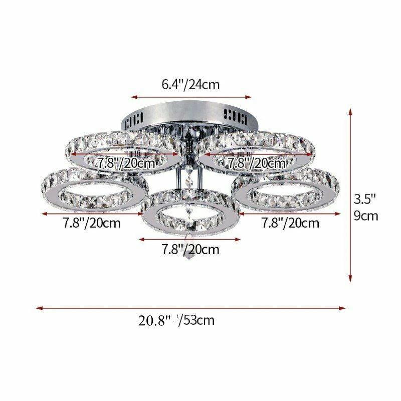 Crystal Led Rings Ceiling Chandelier Pendant Dimmable