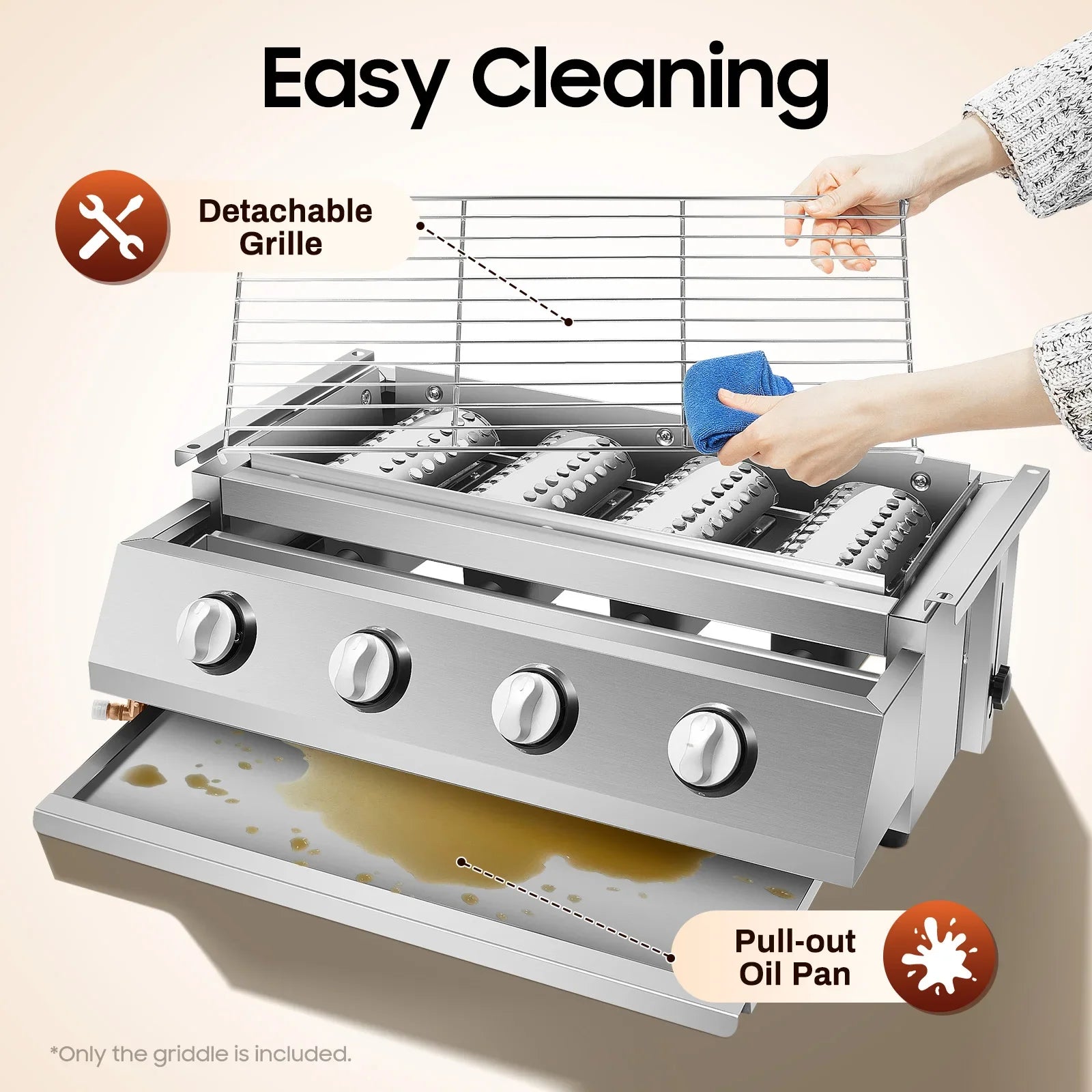 Garden BBQ Gas Grill 4 Burners Adjustable