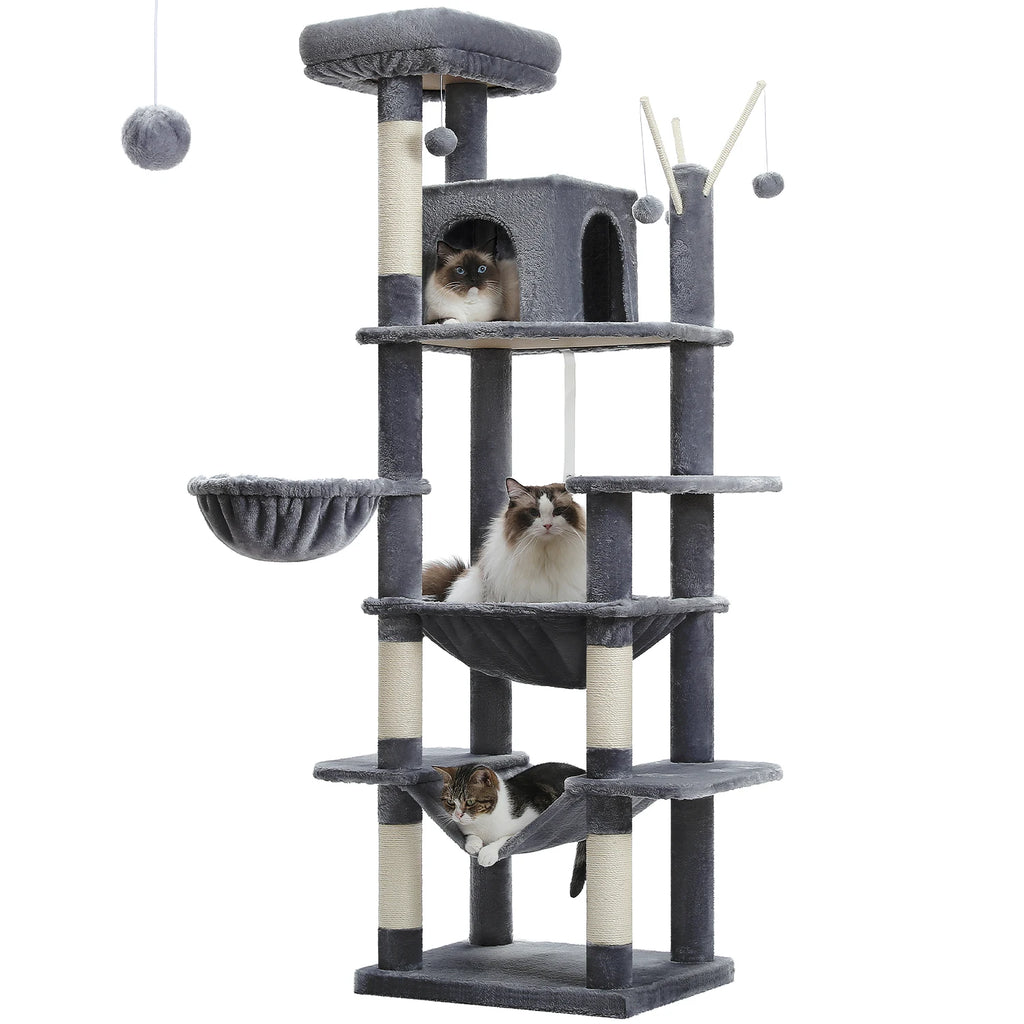 Tall Plush Cat Tower Multi-Level