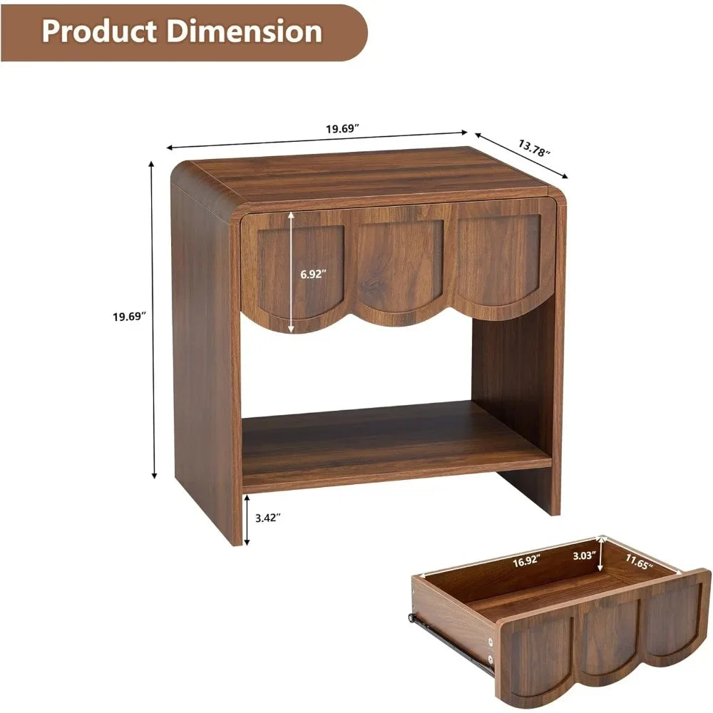 Mid Century Modern Farmhouse Wood Nightstand