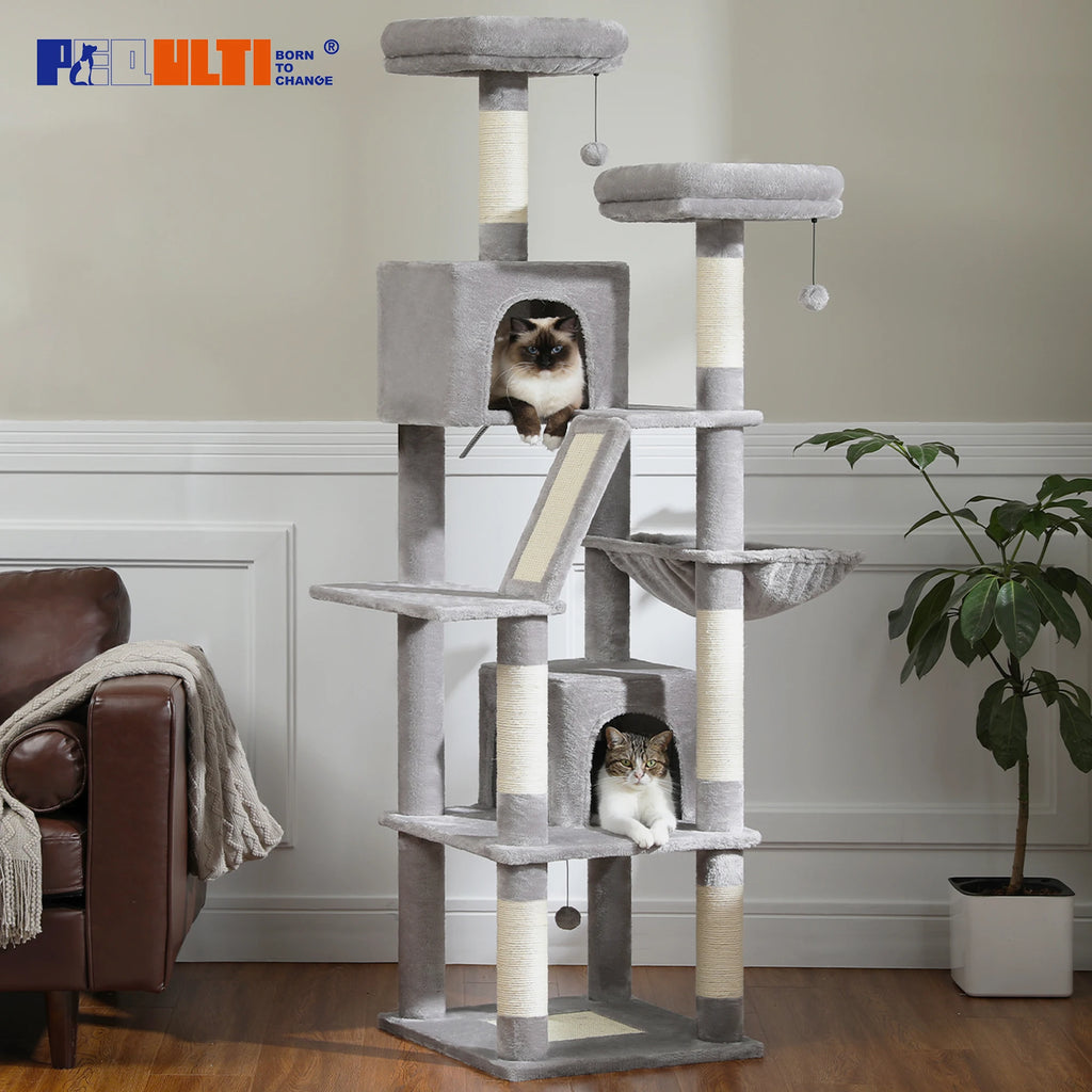 Tall Plush Cat Tower Multi-Level