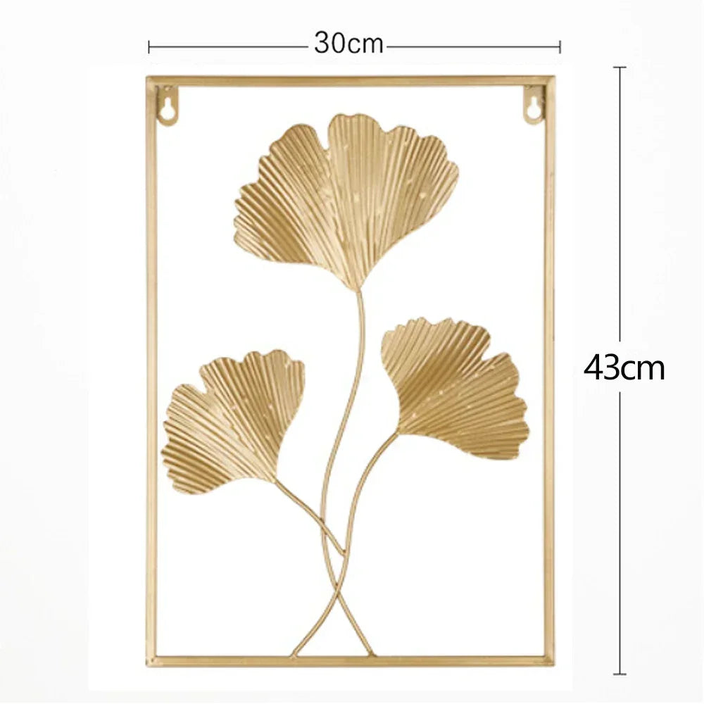 Nordic Retro Metallic Ginkgo Leaf Art Home
