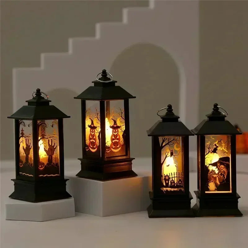 Witch Castle Ghost Pumpkin Dangling Candle Lights