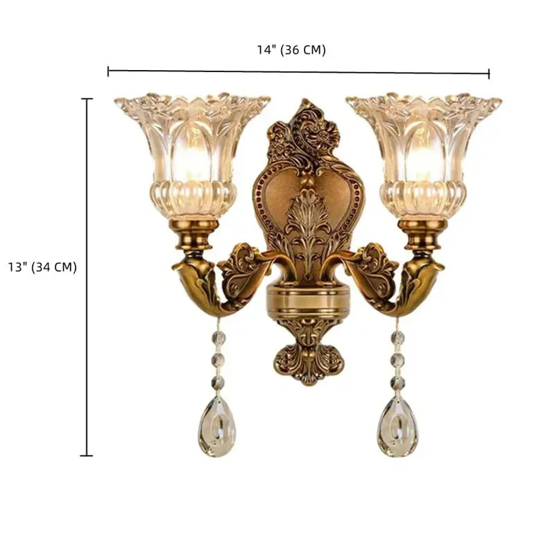 European Style Retro Crystal Glass Wall Lamp