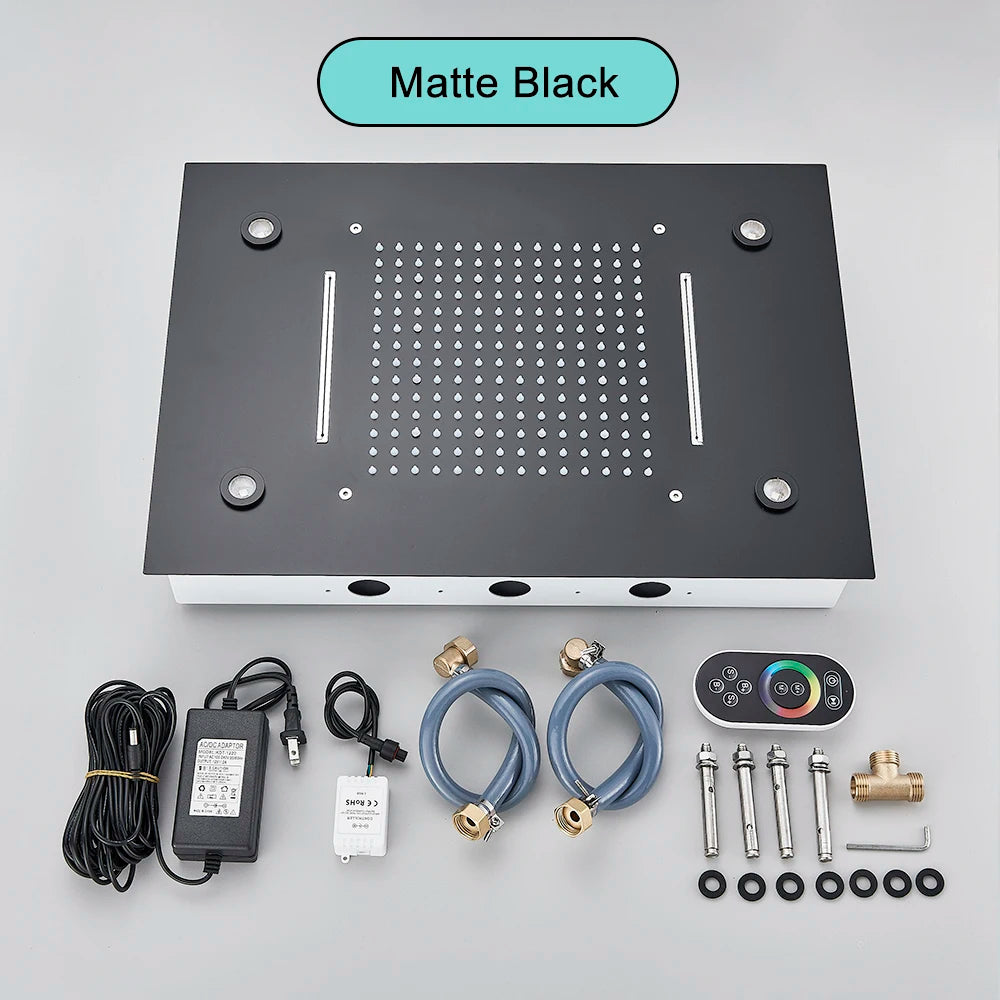 Black Ceiling Intelligent Rainfall Waterfall Shower Head