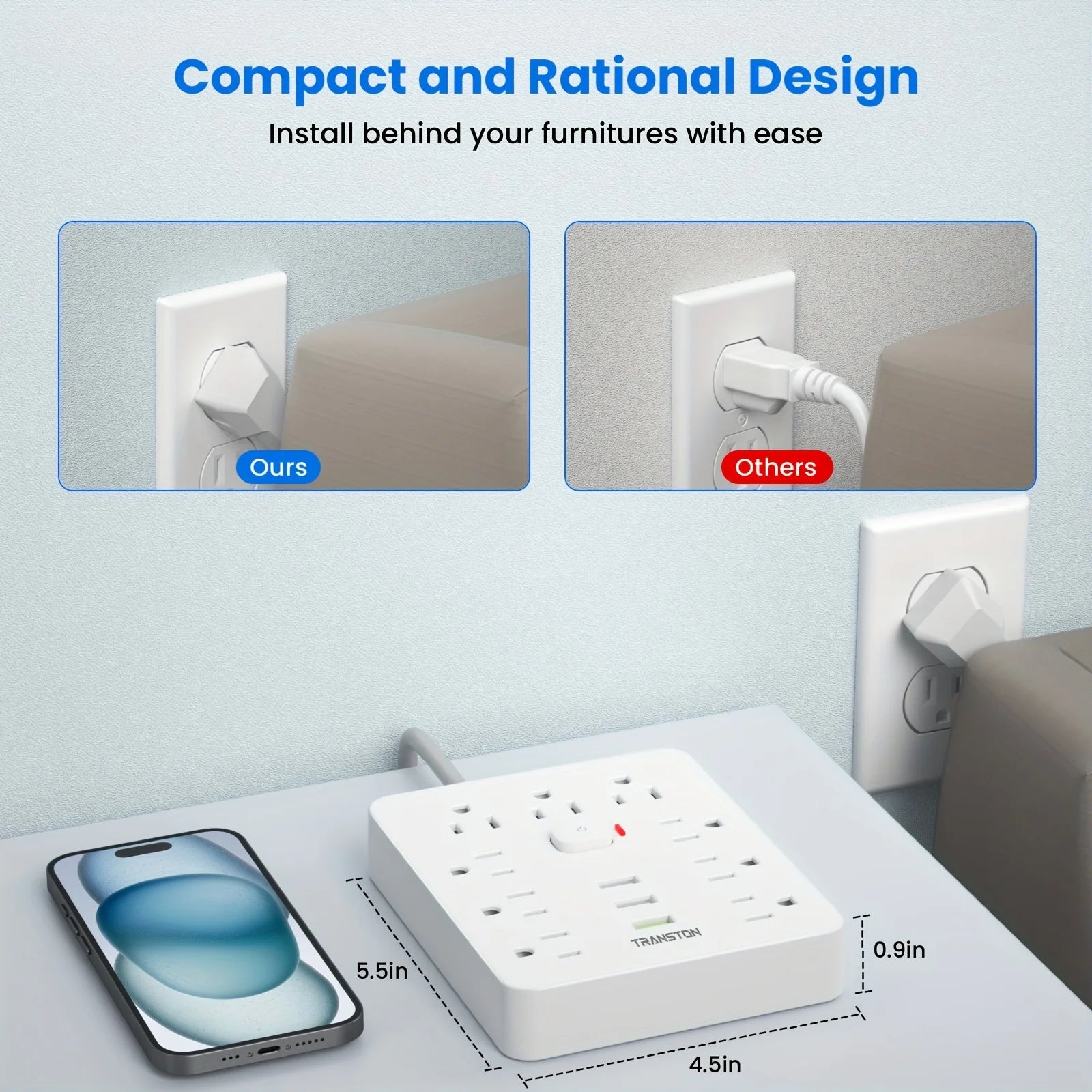 Power Block /Surge 9 power 3 USB 5ft Cord