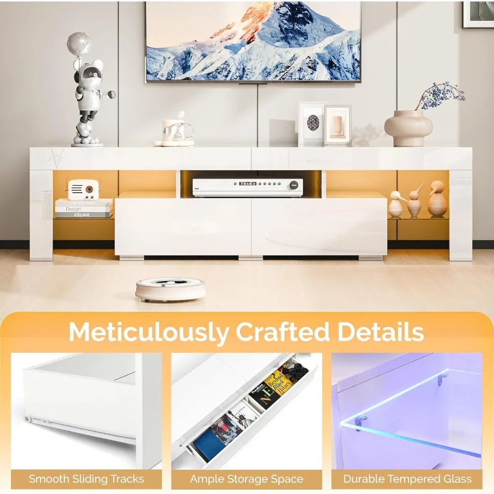 High Glossy Modern Entertainment Center LED Lights