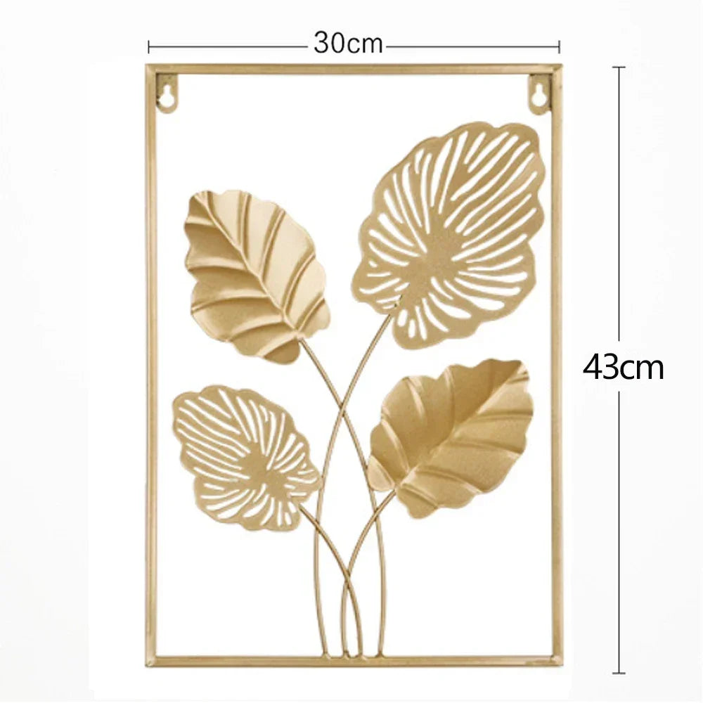 Nordic Retro Metallic Ginkgo Leaf Art Home