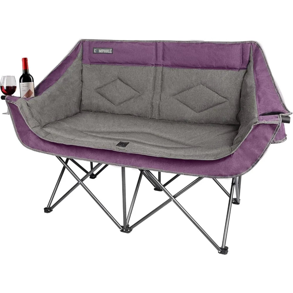 Heavy Duty 2 Person Folding Loveseat Camp Couch