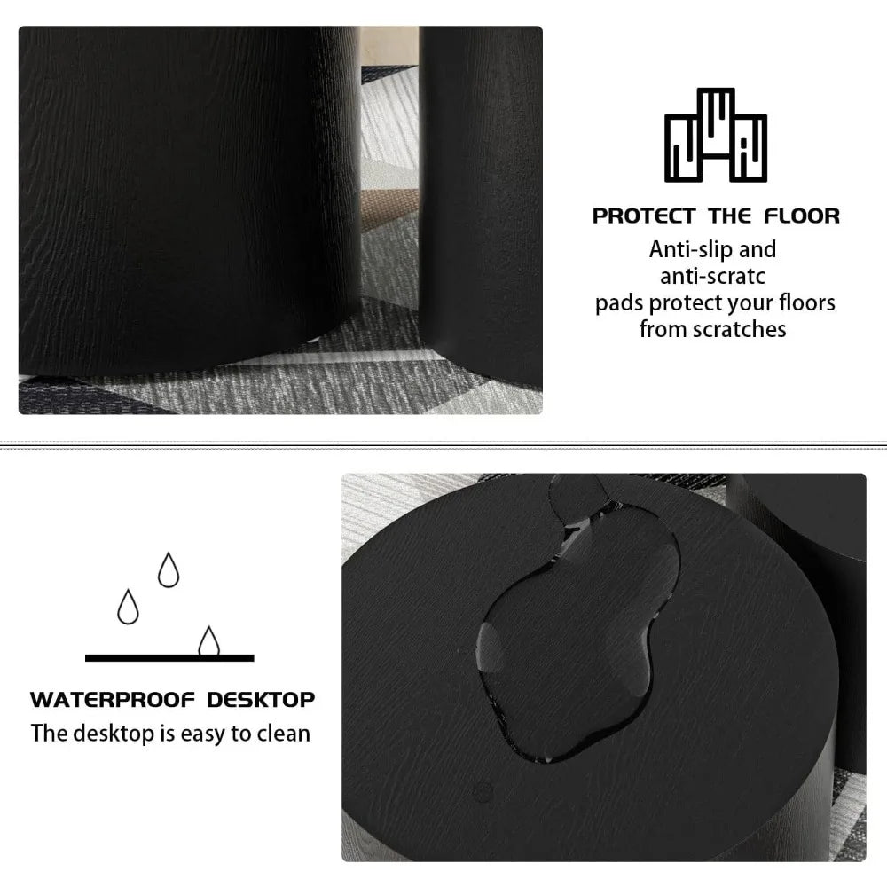 Modern Round Matte Black Wooden Tables