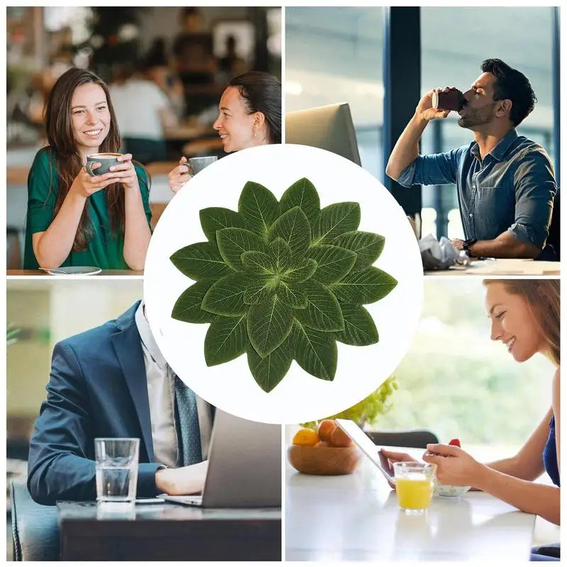 Green Leaves Heat Proof Table Mat Washable