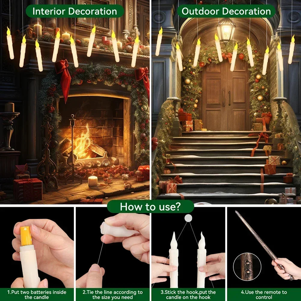 Floating Candles Magic Wand Remote Flameless