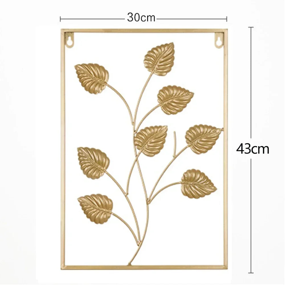 Nordic Retro Metallic Ginkgo Leaf Art Home