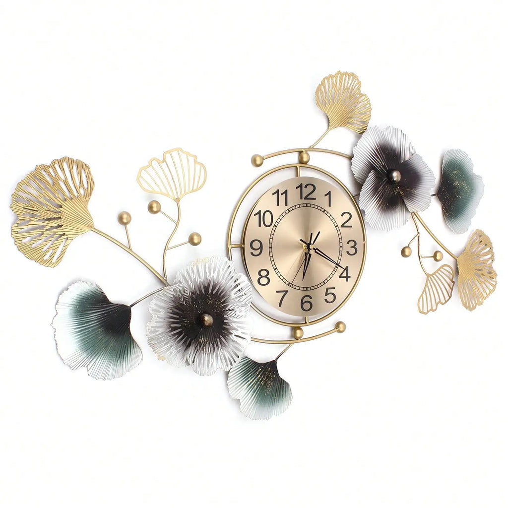 Large Luxury Ginkgo Leaf Mute Wall Clock