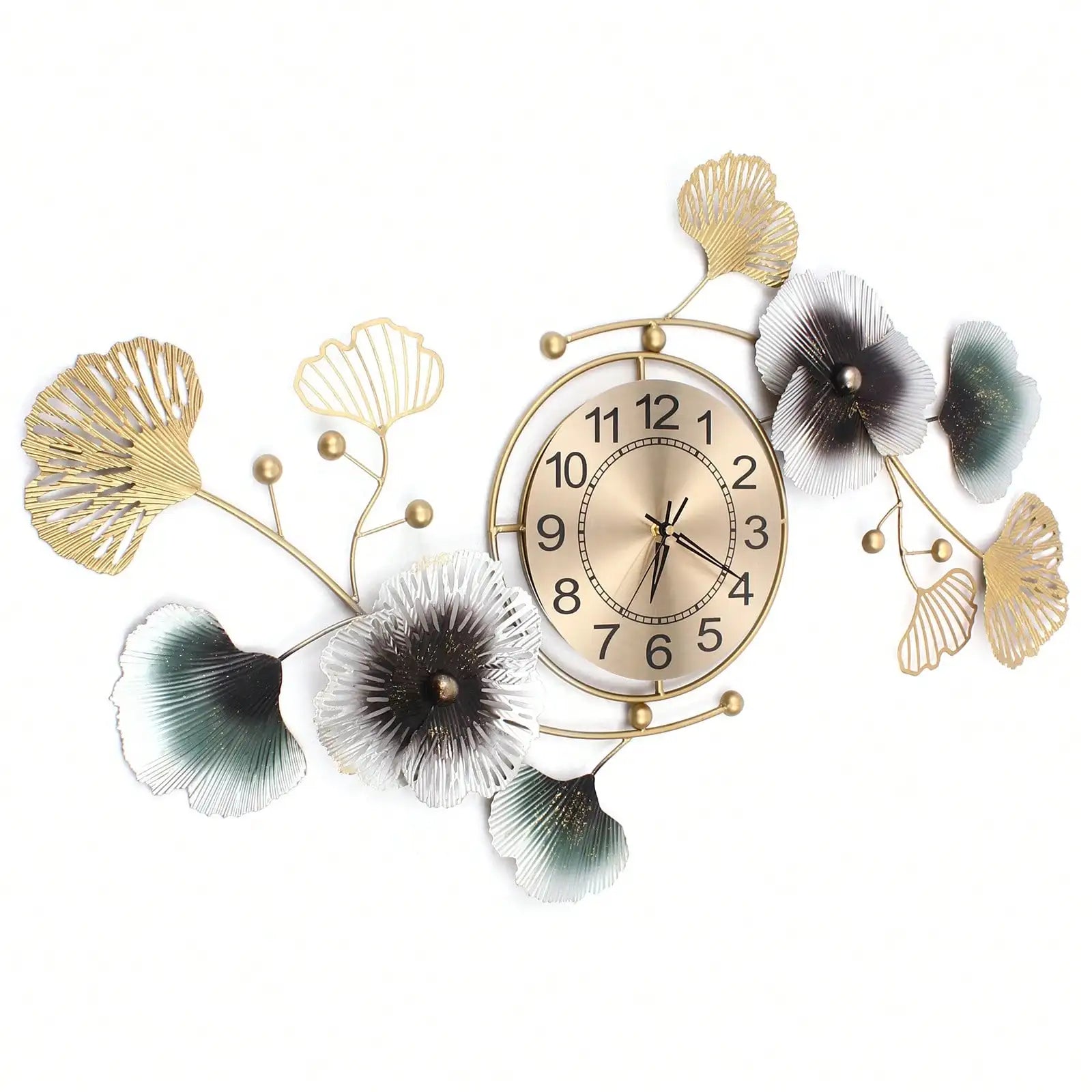 Large Luxury Ginkgo Leaf Mute Wall Clock
